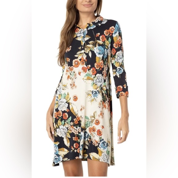 NWT Johnny Was Emma Rose Delicate Floral Motif Polo Tunic Dress Size Small - Picture 3 of 15